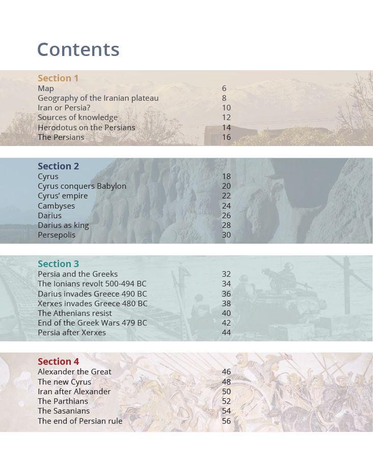Persians textbook contents page